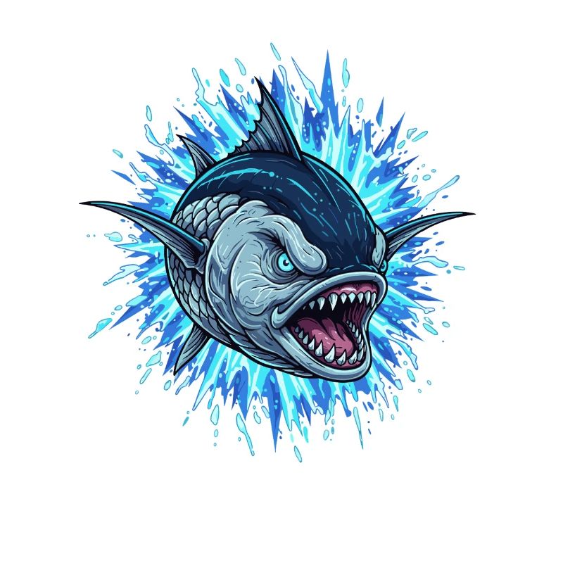Blue deep-sea fish with energy shock