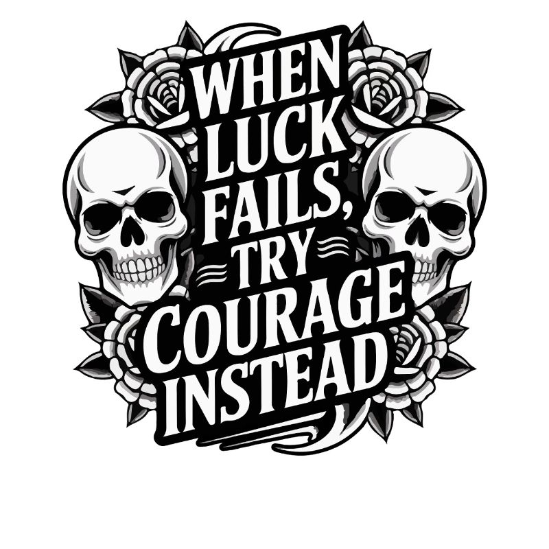 Courage Over Luck Skull Roses