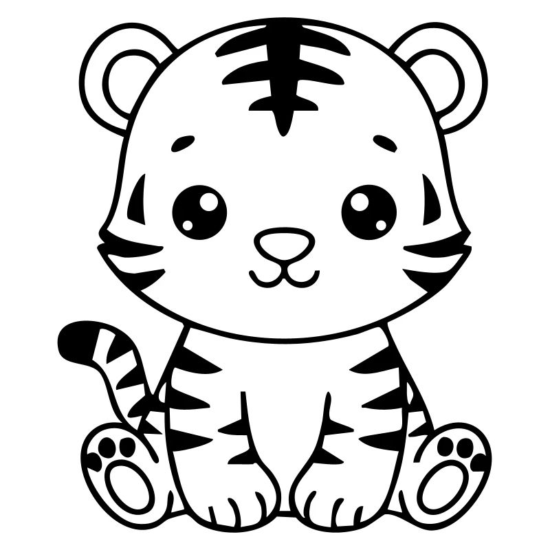 Petit tigre mignon – Petit noir et blanc