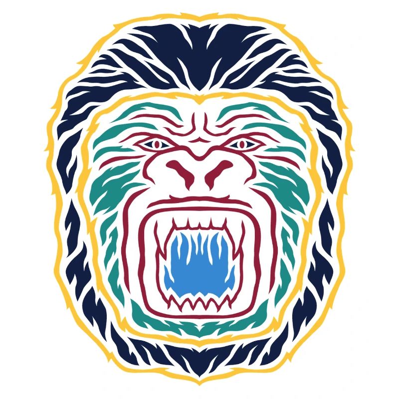 Neon Gorilla Emblem: Colorful Face