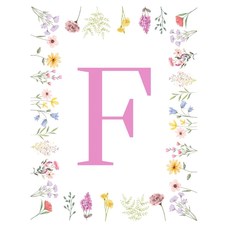 Florale Initialen "F", Buchstaben Monogramm 