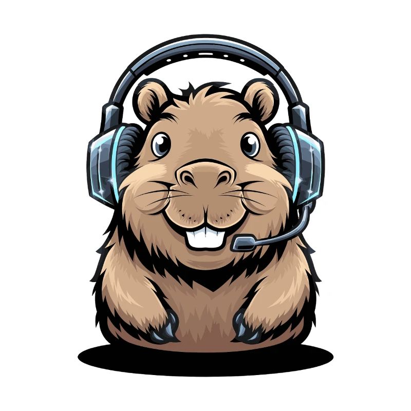 Capybara Gamer With Headset Cute Capybara Gaming