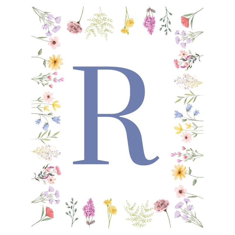 Floral Initialen "R", Buchstaben Monogramm