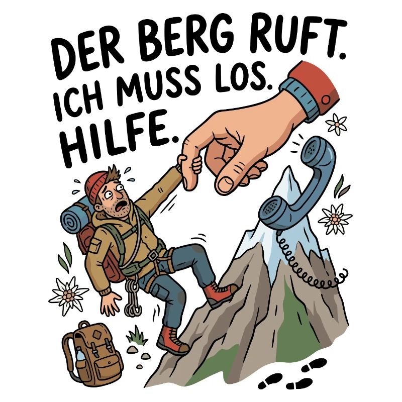 Berg ruft Hilfe Klettern Humor