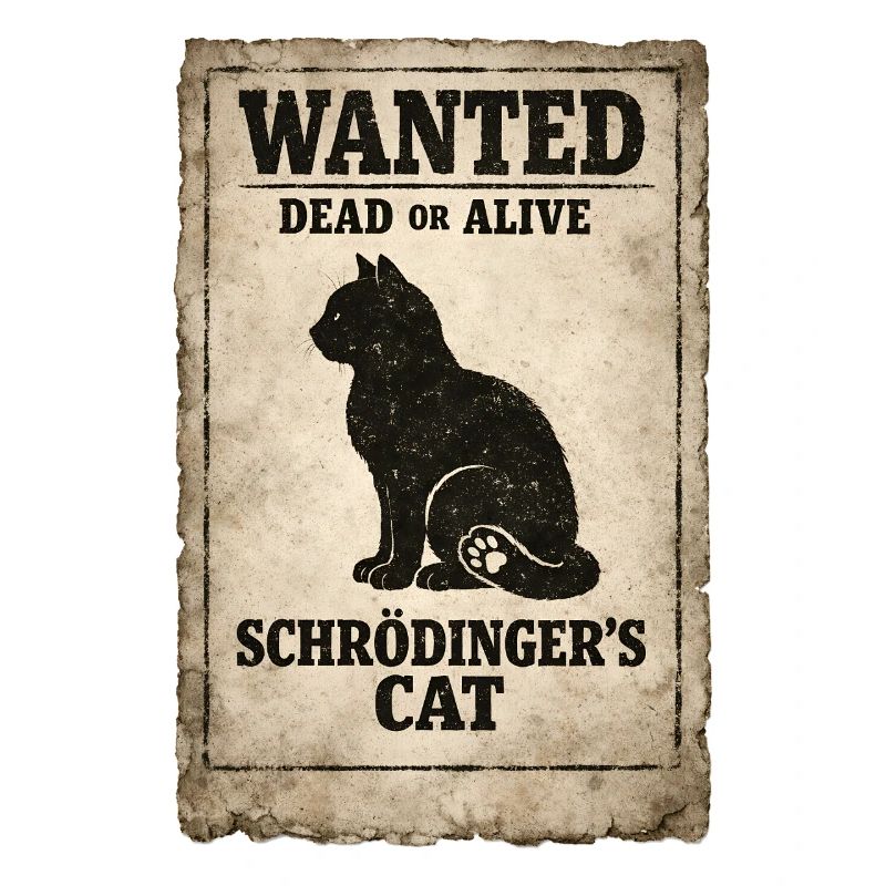 Le chat de Schrödinger Chat recherché vif ou mort