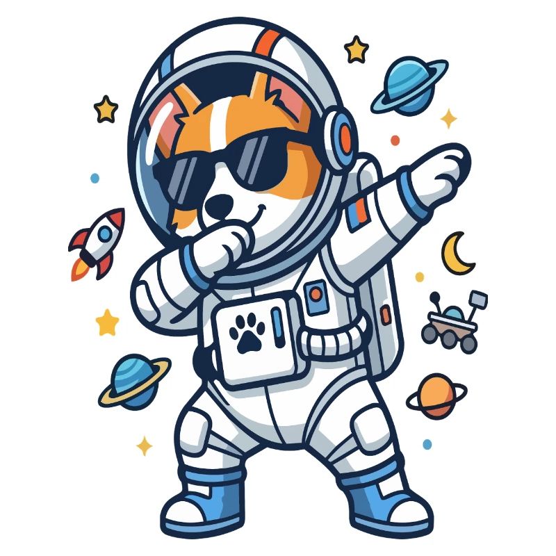 Dabbing Corgi Astronaut Funny Space Dog