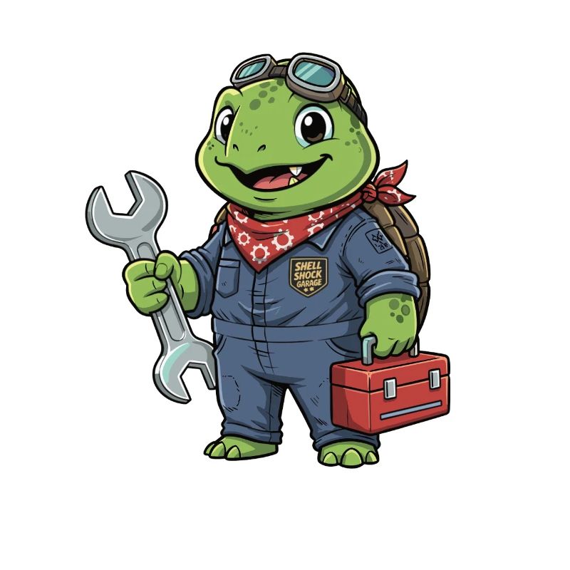Screwdriver turtle in workshop look