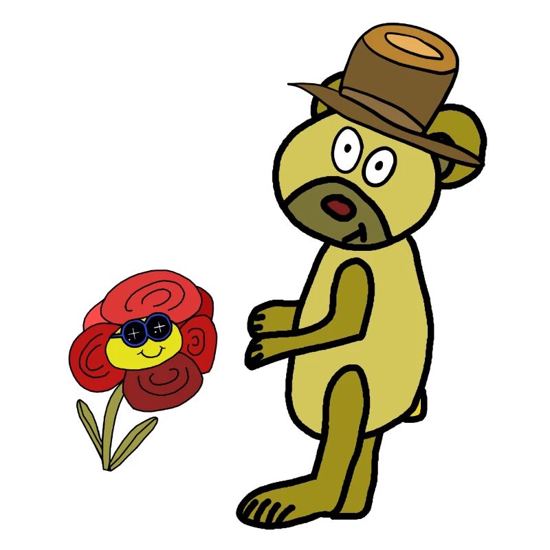 Pfiffiger Teddy Kinder Bär Kind  Blume