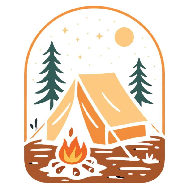 Nighttime tent camp by the fire