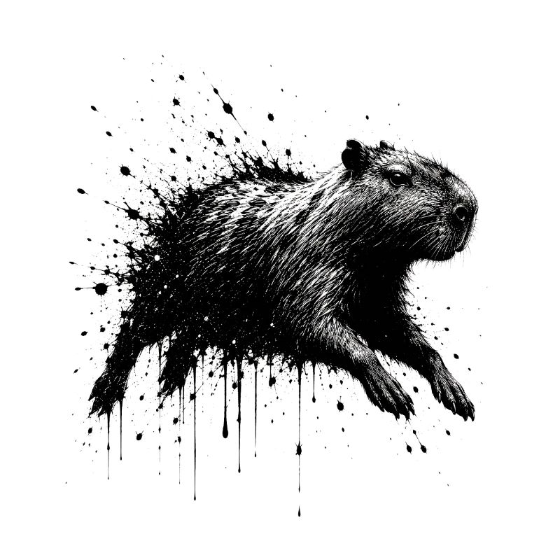 Capybara Splatter Illustration