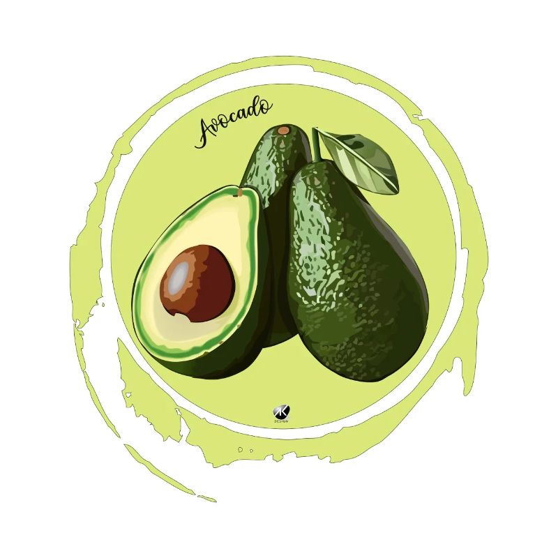 Avocado illustration in a circle