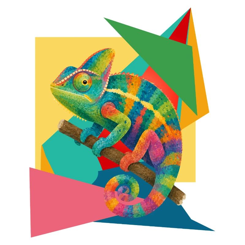 Colorful Chameleon Geometry Art
