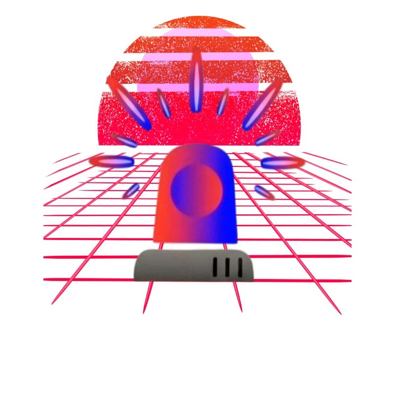 Retro Synthwave Sirene Blaulicht Neon