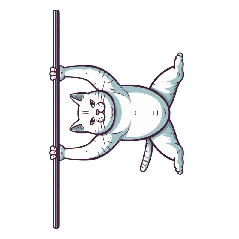 Weiße Comic Katze im Iron X