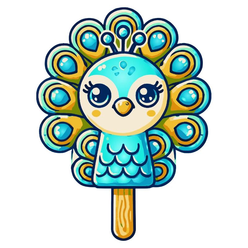 Ein Eis in Form eines lächelnden Pfaus