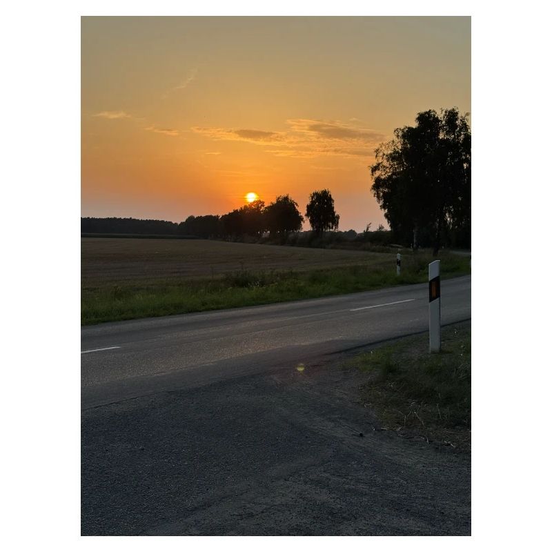 Coucher de soleil sur le bord de la route