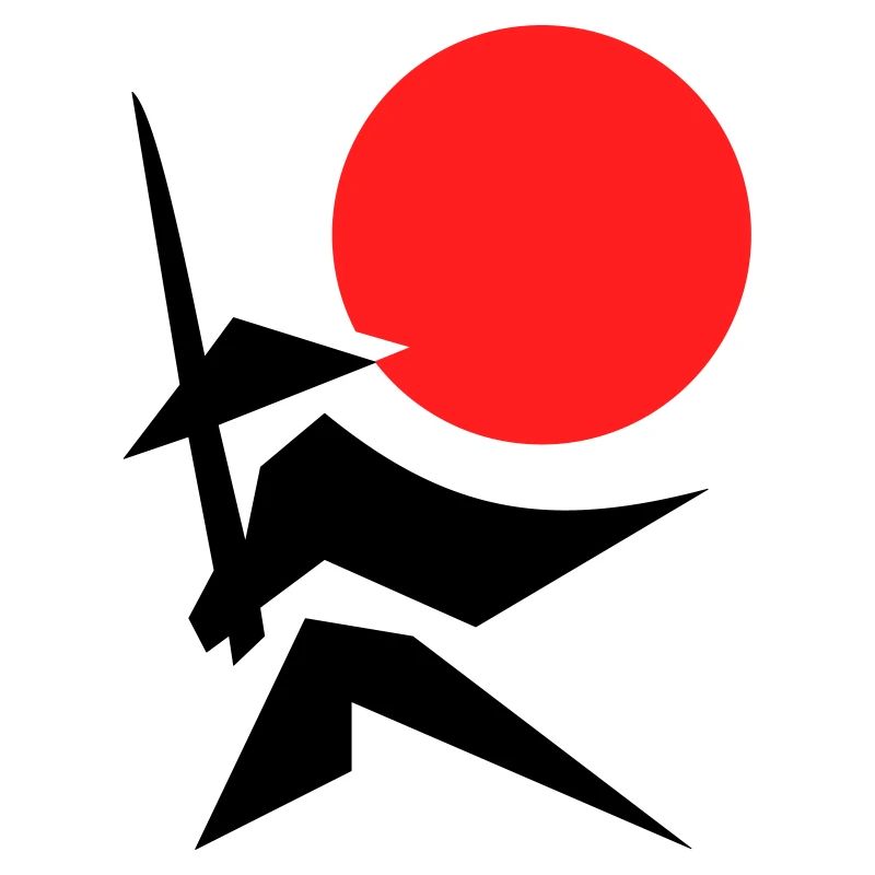 Abstraktes Bild mit Samurai Rot Schwarz