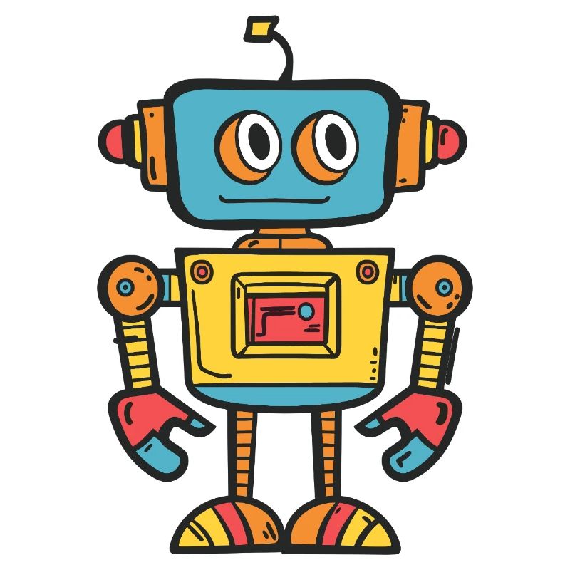 Robot rétro mignon avec un design coloré