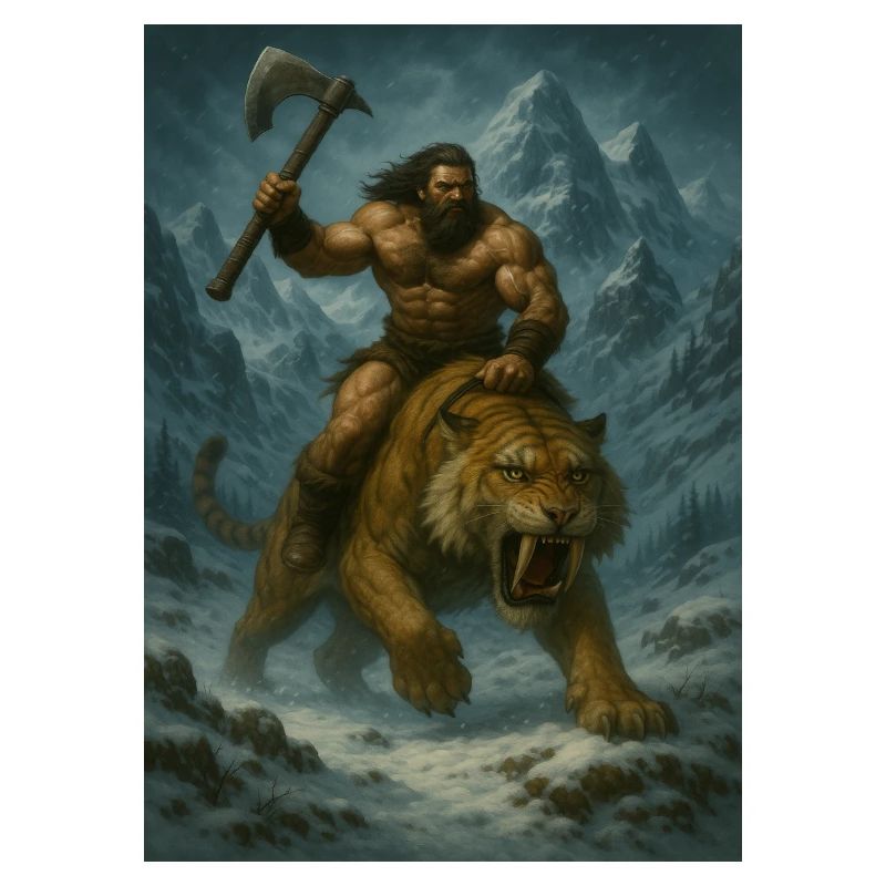 Wild Warrior on Sabertooth Tiger – Art