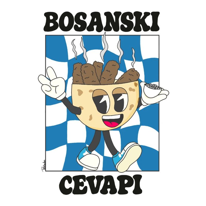 Cevapi Bosnisches Cartoon Blaues Maskottchen