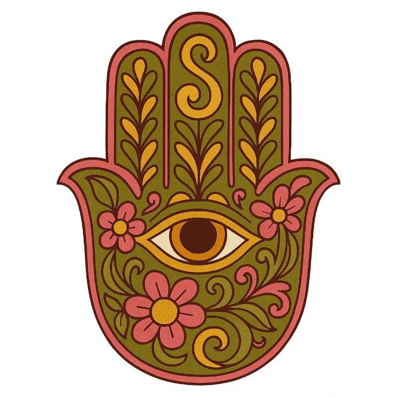 Hamsa Eye Floral Boho Artwork