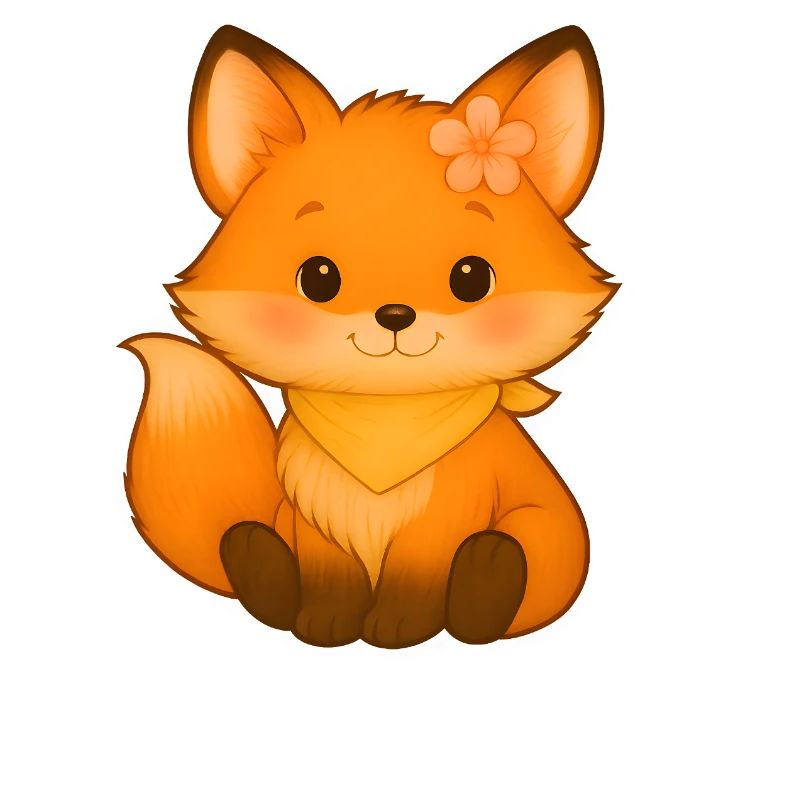Petit renard avec fleur et collier