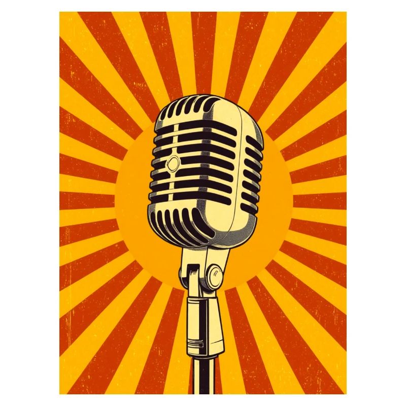 Classic Retro Microphone Glowing with Soulful