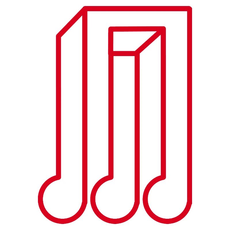 Note musicale géométrique rouge Illusion d’optique 3D