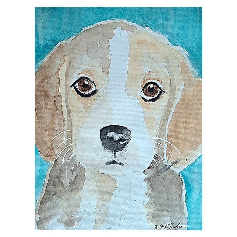 Chiot Beagle, aquarelle