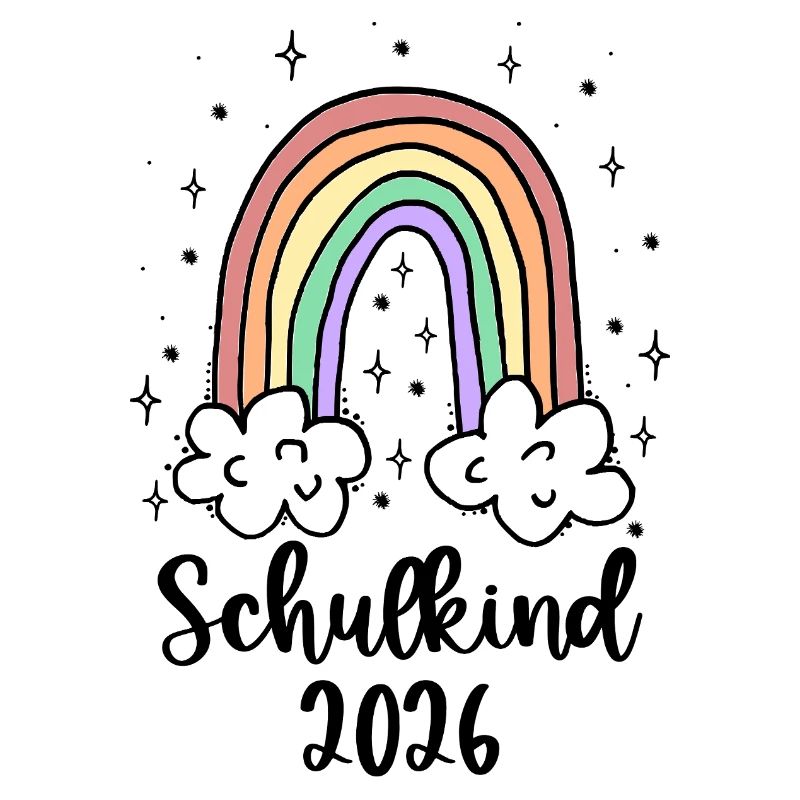 Schulkind 2026 Einschulung Mädchen Regenbogen