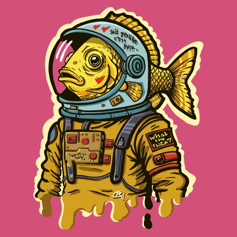 Fischastronauten-Straßenkunst