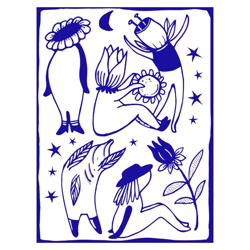 Figures de danse au clair de lune dans la forêt étoilée