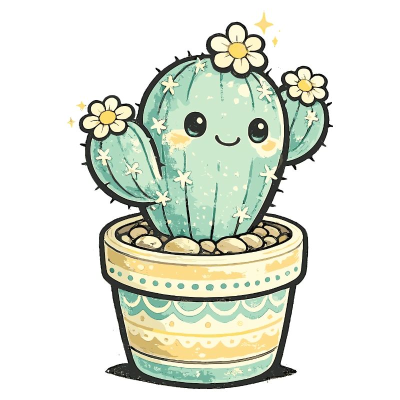 Fleur de cactus Kawaii dans le pot