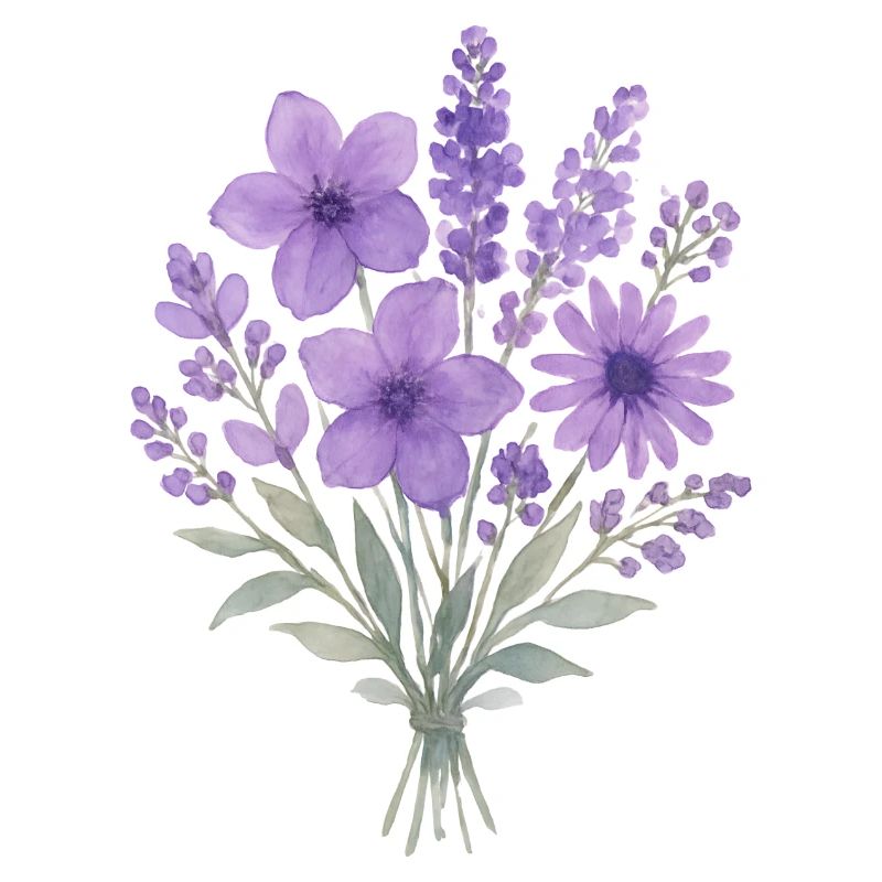 Bouquet aquarelle lavande