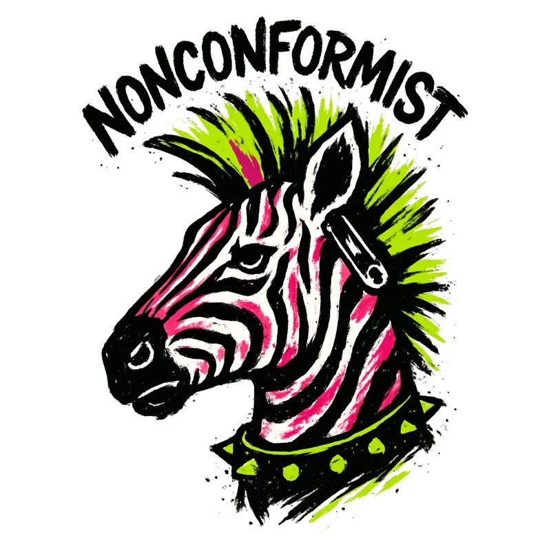 Zebra Punk Maverick Crest Neon Style Rocker