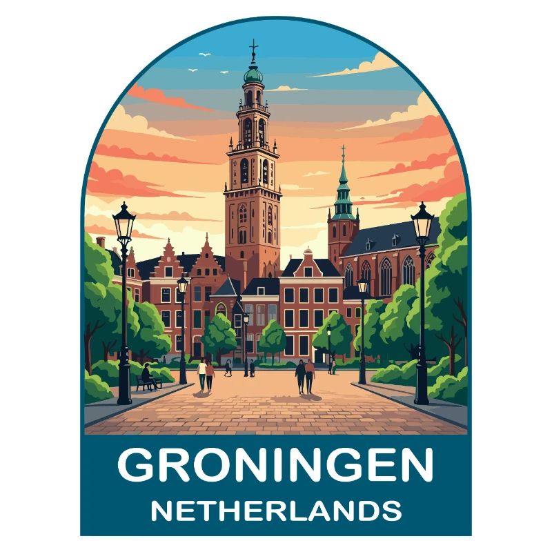 Affiche de voyage Groningue, Pays-Bas, Martinitoren,
