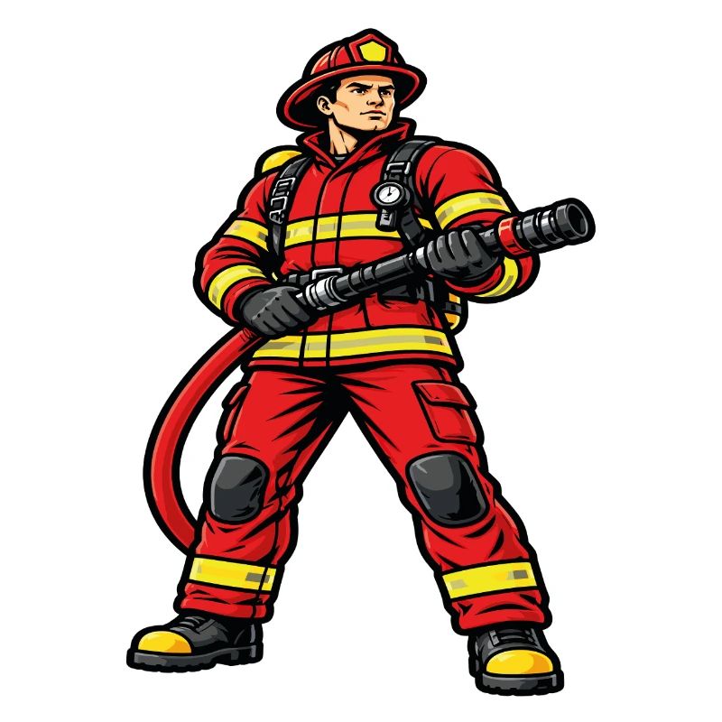 Firefighter in action dynamic red outfit