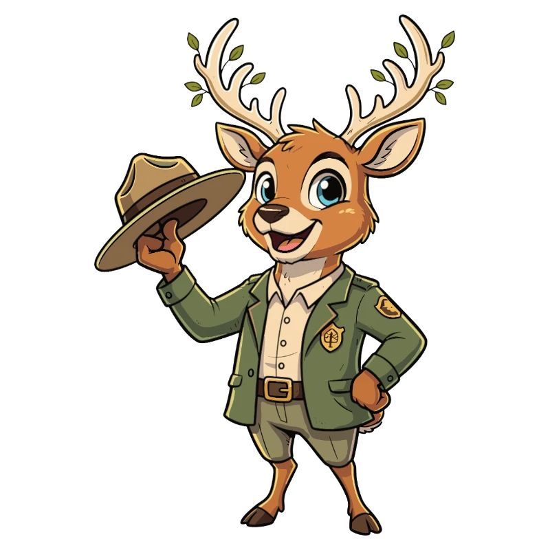 Cerf garde forestier du sentier forestier