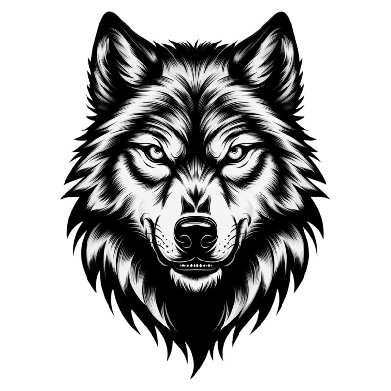 Wild Wolf's Head – Black & White