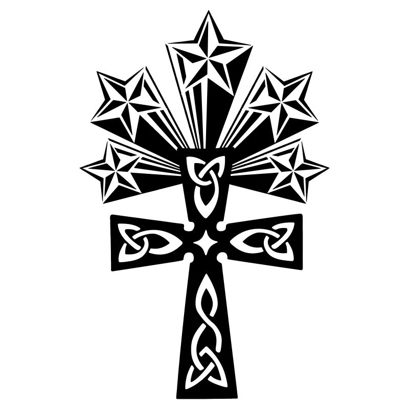 Celtic cross shining stars