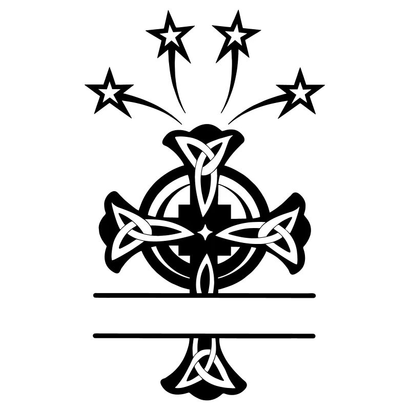 Celtic cross monogram four stars