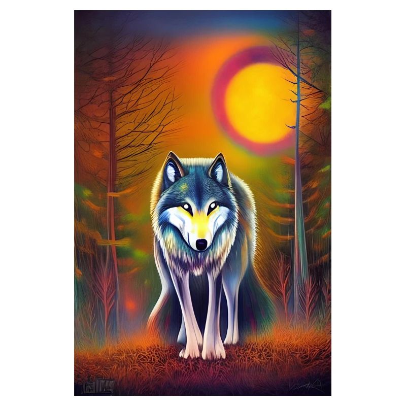 Wolf und Mond