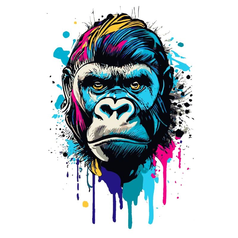 Gorilla Farbenfroh - Bunter Gorilla Affe Gorillas