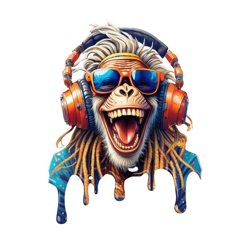 Old Rasta Monkey-Dreads-Laughing-Glasses-Hifi Helmet