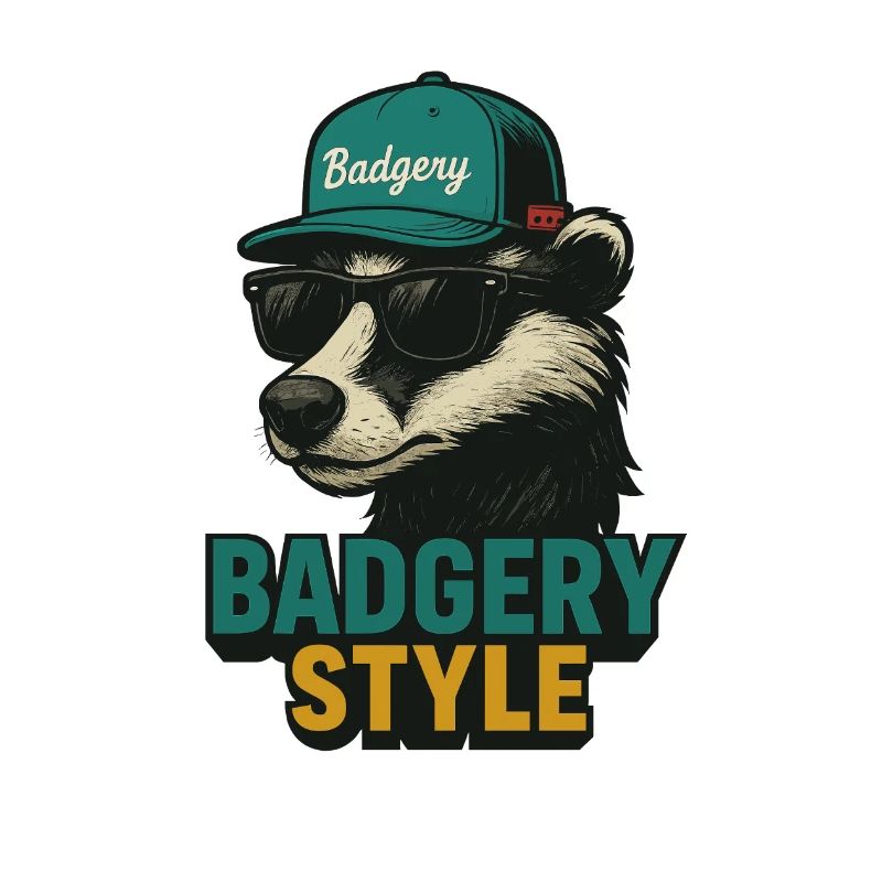 Badgery Style: Bear with Cap and Sunglasses