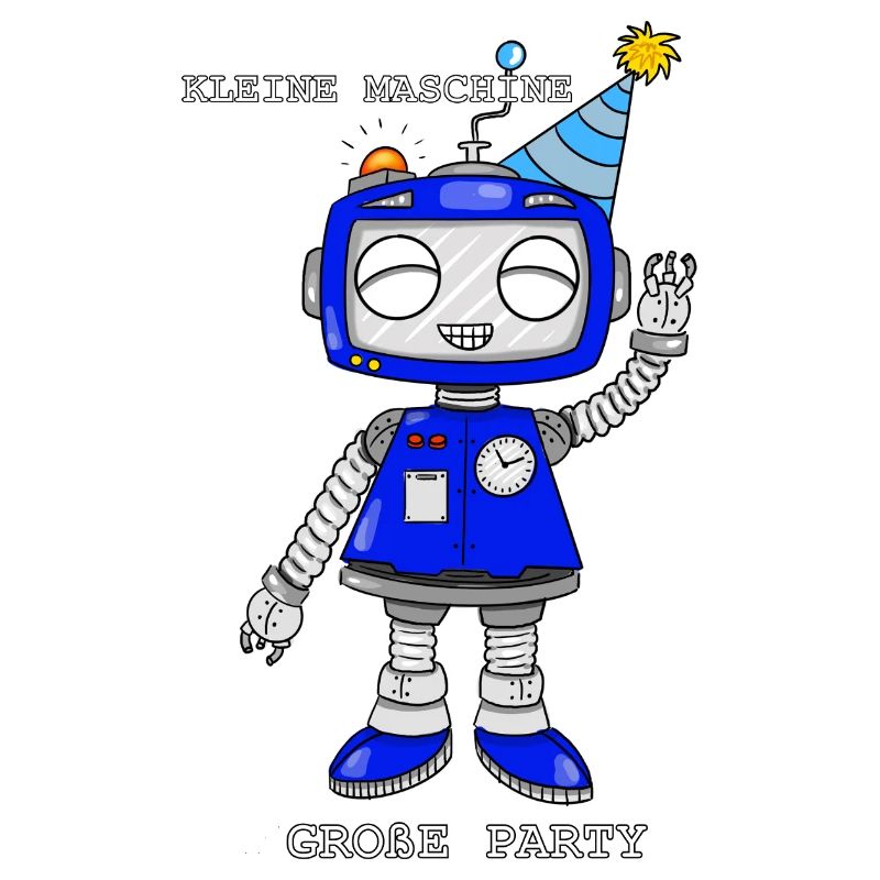 Playful robot with party hat