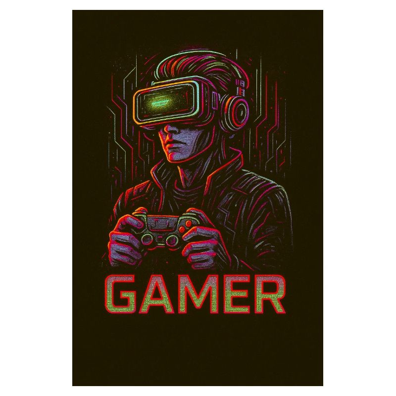 Neon Gamer Virtual Reality Image
