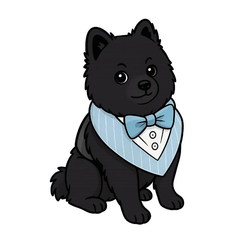 Chien Spitz élégant en nœud papillon