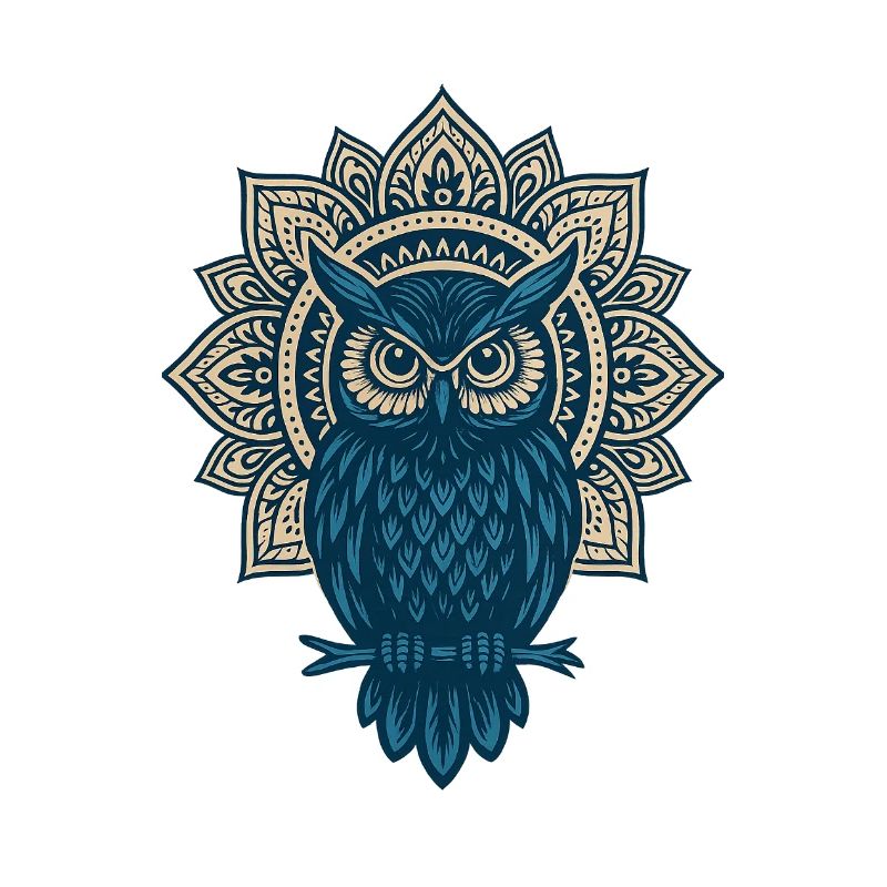 Blauer Eulen Mandala