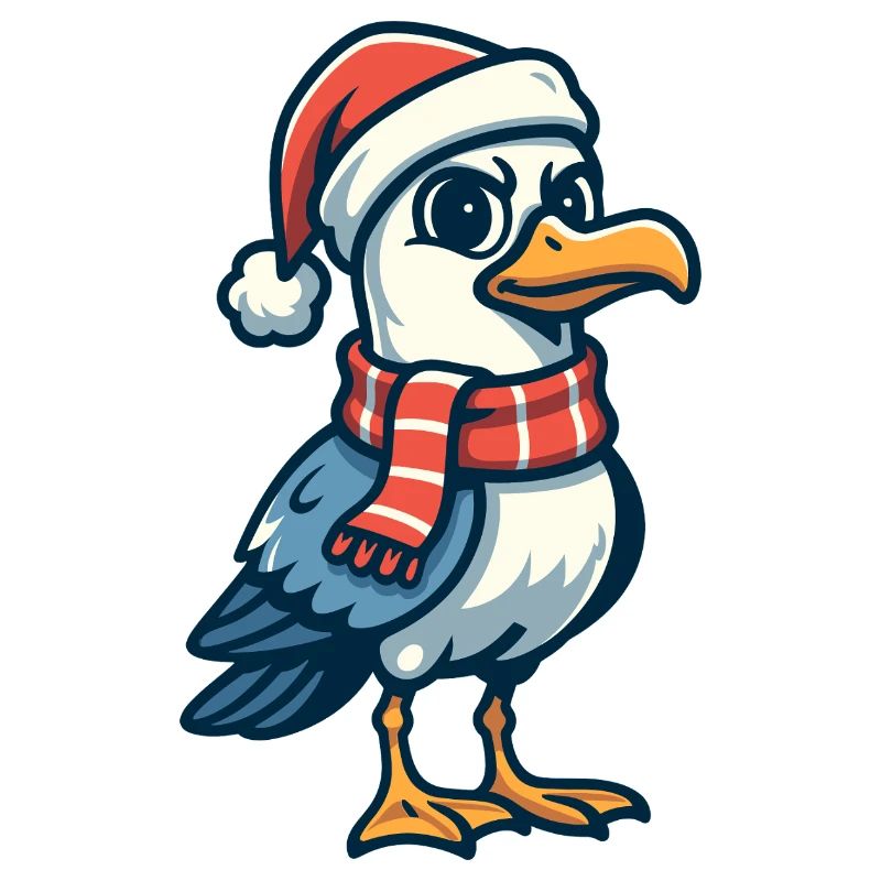 Möwe mit Weihnachtsmütze